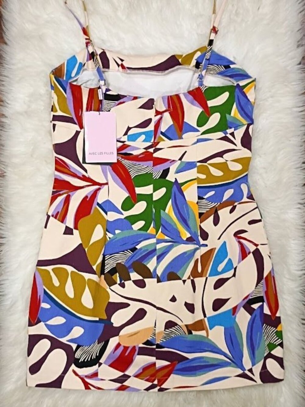 Avec Les Filles Size 12 Multicolored Sleeveless Mini Dress Resort Brunch Design - Picture 4 of 9